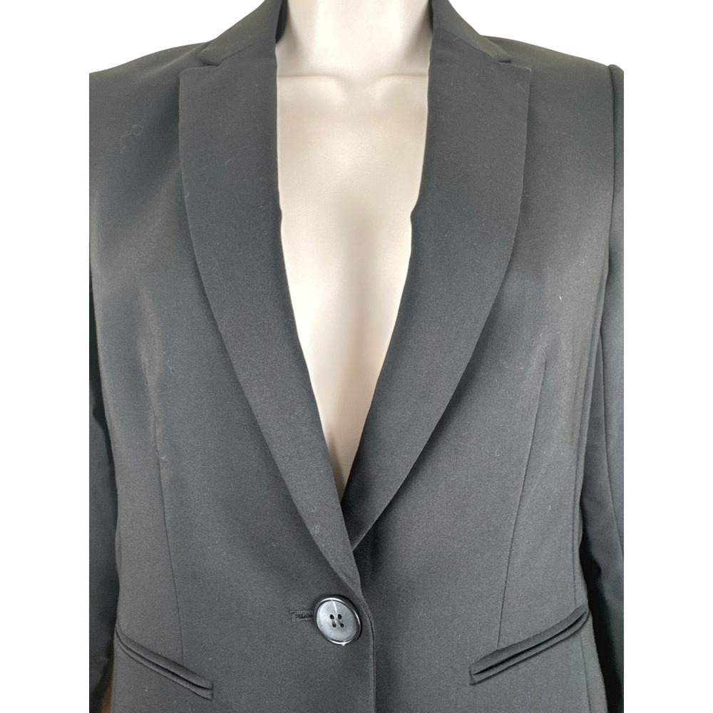 H&M Black Tailored One Button Blazer Jacket Size 4 Fitted Career Workwear - Picture 4 of 8